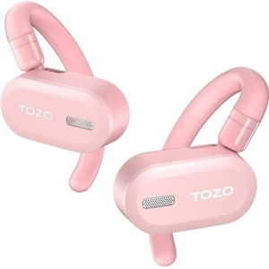 TOZO O2 Echte draadloze open oortelefoon met Multi-Angle aanpassing, Bluetooth 5.3 oordopjes met Dual-Axis ontwerp voor langdurig comfort, kristalheldere gesprekken voor tijdens het rijden, Roze