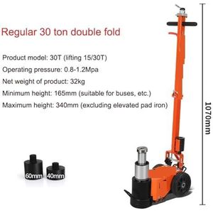 Vloerkrik, Horizontale pneumatische krik, hydraulische 30T zware autoreparatie-speciale krik,Krik hem op(Double Fold)