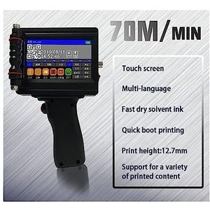 Mini Inkjet Printer 12,7 mm handheld inkjetprinter, labelcodering QR-code-logoprinter, slim touchscreen dat niet vervaagt instelbare afdrukhoogte(Only English)