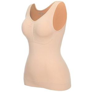 ChaUsa Buikriem, naadloos compressievest, bodyshaper-tanktop met borstkussens, buiklijfje, dames, beige, XL