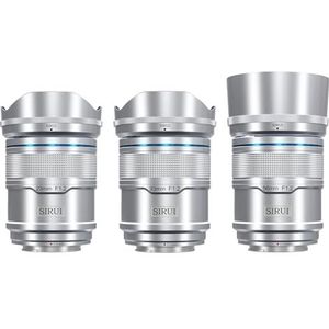 SIRUI Sniper F1.2 autofocus lensset, 23 mm, 33 mm, 56 mm, groothoek, APS-C cameralens, E-mount lens voor A6400, A6700, ZV-E10, FX3/30 (AS-3S-ES, E Mount, Silvery)