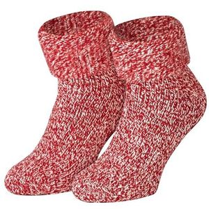 Piarini ABS antislipsokken, 1 paar, wollen sokken, wintersokken, Noorse sokken met badstof aan de binnenkant, voor dames en heren, rood gemêleerd, 35/38 EU