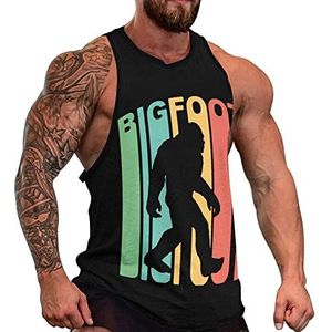 Retro Bigfoot silhouet heren tanktop grafische mouwloze bodybuilding T-shirts casual strand T-shirt grappige sportschool spier