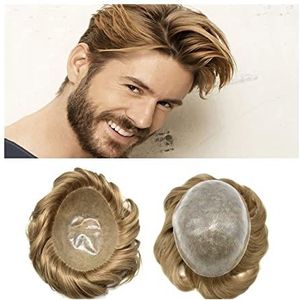 Toupet Voor Herenhaar Toupet for mannen Zacht echt Europees haar 0,1-0,12 mm Siliconen Duurzaam Alle PU-geïnjecteerde basis 6 inch kort haar 120% dichtheid Herentoupetje Menselijk haarsysteem Haarstuk