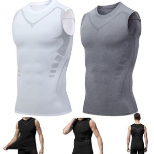 2024 New Shapewear Vest For Men,Comfortable And Breathable Ice Silk Fabric,Ionic Shaping Sleeveless Shirt (L,#12)