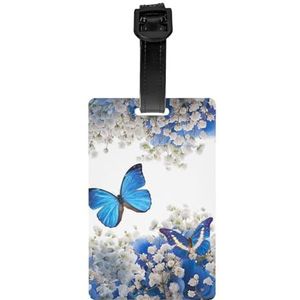 Bagagelabel voor koffer koffer tags identificatoren voor vrouwen mannen reizen snel ter plaatse bagage koffer blauwe vlinders witte bloemen