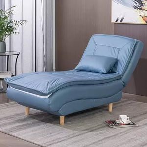 BEDOIN Fauteuil Verstelbare Chaise Lounge Stoel Moderne Armloze Stoel Met Grote Rug Luie Sofa Stoel Slaap Leesstoel Gestoffeerde Chaise voor Woonkamer, Slaapkamer Donkerblauw