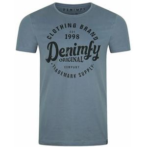 DENIMFY Heren T-shirt, DFNuri , katoen, regular fit, ronde hals, korte mouwen, zomer, logoprint, zwart, grijs, blauw, groen, rood, wit, marineblauw, maten S, M, L, XL, XXL, 3XL, 4XL, 5XL, L