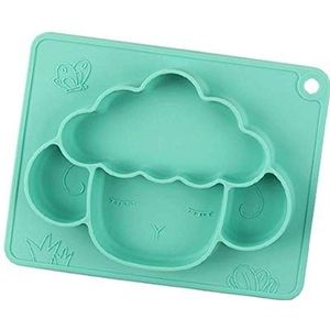 Molinter Babybord met zuignap, schotel voor kinderen, schaap design, siliconen placemat voor kleine kinderen, kinderbord, geschikt voor kinderstoel, trays (groen)