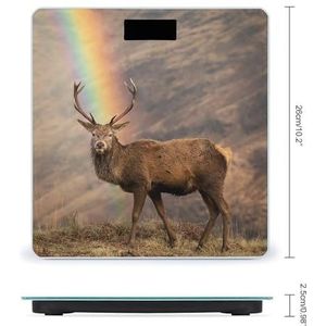 Schotse Rode Herten Hert En Regenboog Badkamer Schaal Voor Lichaamsgewicht Digitale Wegen Display Gehard Glas Grappige Print
