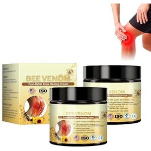 Bee Venom Treatment Cream, Bee Venom Cream voor Artritis, Bee Venom Pain Relief Bone Healing Cream, Soothing zorgt voor nek, taille, achterhandvoeten en 2 stuks