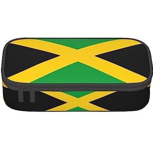 NEZIH Pennenetui met ritssluiting, grote capaciteit paard strepen patroon print pennenetui voor school en kantoorbenodigdheden - 8,3 x 3,7 x 2 inch, Jamaica-vlag, Eén maat, Tas Organizer