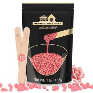Lifestance 450g Braziliaanse Bikini Waxbonen, Premium Waxparels con10 Houten Spatels, Roze Ontharing Braziliaanse Waxing Volledig Lichaam Intiem, Benen, Gezicht en Armen, Wax Beans, Wax Beads