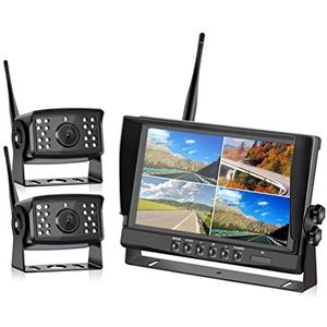 GPS-autonavigatiesysteem, AHD 9 Inch draadloze auto monitor 4CH quad DVR Dash Monitors Display Ips Scherm Video Recorder Truck WiFi Backup Voertuigcamera Voor auto, vrachtwagen, camper(Monitor and 2Ca