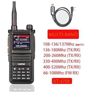 RT-470X Multi-bands Ham Walkie-Talkies 256CH Air Band Two Way Radio Station Luchtvaart NOAA Politie Marine Transceiver PTT(Add Cable,EURO)