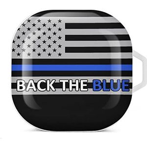 Achterkant De Blauwe Politie Lijn Vlag Oordopjes Case Compatibel met Samsung Hard Shell Beschermende Cover Case Wit-Stijl
