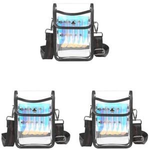 Leisurealeaneag 3 Set Pro Haar Schaar Holster Pouch Houder Tas Kapper Clippers Haar Stylist Gereedschap, Zwart Transparant