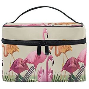 Schattig cadeau flamingo vogel dier make-up tas voor vrouwen cosmetische tassen toilettas trein koffer