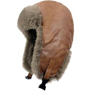 Winter Trapper Skimuts Voor Mannen en Vrouwen, Trooper Russische Warme Muts Met Winddicht Masker, Outdoor Skisportmuts(Bronze)