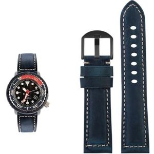 20mm 22mm 24mm 26mm handgemaakte horlogeband geschikt for Tissot geschikt for Seiko geschikt for Citizen Vintage lederen horlogeband band (Color : Blue-black, Size : 24mm)