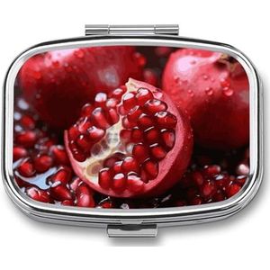 Granaatappel Fruit Pillendoos Pil Case Leuke Pil Organizer Pil Houder Geneeskunde Pil Organizer Pil Container Dagelijkse Pil Organizer Kleine Pillendoos Pil Case voor Portemonnee Pocket