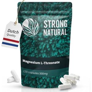 Strong Natural - Magnesium L-Threonaat 120 capsules- gratis pillendoos - Hoge dosis met 500 mg per capsule, 2000 mg dagelijkse dosis - 100% natuurlijk, laboratorium getest