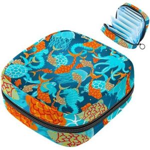 MUOOUM Under The Sea Maandverband Opbergtas Menstruatie Pad Tas Draagbare Menstruatie Cup Pouch met Rits voor Tiener Meisjes Vrouwen Dames