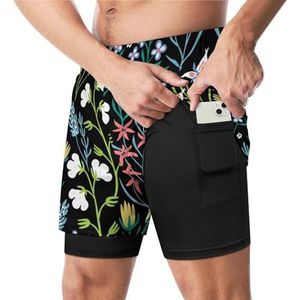 Kleurrijke Zomer Bloemen En Planten Grappige Zwembroek Met Compressie Liner & Pocket Voor Mannen Board Zwemmen Sport Shorts