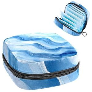 Aquarel Winter Waves Maandverband Opbergtas, Grote Menstruatie Cup Pouch met Ritssluiting, Menstruatie Pads Bag Store Panty Liners Tampons voor Meisjes Vrouwen