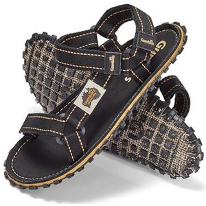 Gumbies Tracker, trekkingsandalen met stabiele zool van gerecyclede autobanden, ergonomisch voetbed van canvas-katoen, verstelbare riempjes, zwart, 44 EU