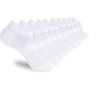 YIJIANUO 5/10 paar enkelsport hardloopsokken wit zacht dun laag top korte film heren en dames sokken, 10 paar Wit, Eén maat