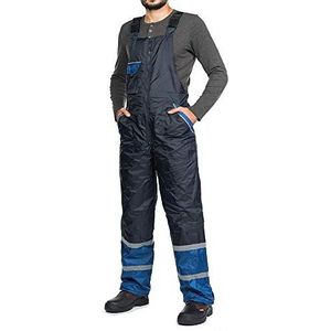 Winterwerkbroek voor mannen, gevoerd, winddicht en waterdicht met reflecterende strepen, thermobroek, werkbroek, tuinbroek, 3XL