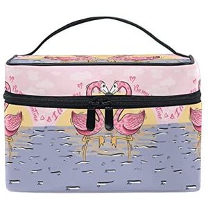Schattig baby cadeau flamingo vogel make-up tas voor vrouwen cosmetische tassen toilettas trein koffer