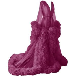 Tule gewaad zwangerschapsjurken voor fotoshoot lange bruiloft bruids zwangere kamerjassen grote maat, Woestijnroos, 32