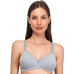 SÌèLEI, Semi-gevoerde beha zonder beugel, van biologisch katoen, 100% natuurlijk, ontworpen in Italië, Grijs Melange, 70C