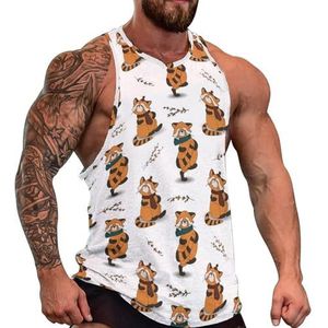 Herfst Rode Panda Patroon Mannen Tank Top Grafische Mouwloze Bodybuilding Tees Casual Strand T-Shirt Grappige Gym Spier