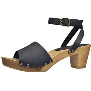 Sanita Yara Clog Sandal | Original Handmade | Flexible Clog Sandal for Women | Zwart | 38 EU