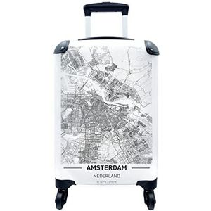 MuchoWow® Koffer - Stadskaart Amsterdam - Past binnen 55x40x20 cm en 55x35x25 cm - Handbagage - Trolley - Fotokoffer - Cabin Size - Print