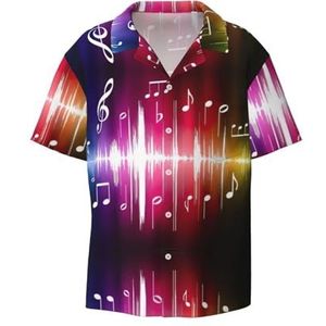 YJxoZH Muziek Print Heren Jurk Shirts Casual Button Down Korte Mouw Zomer Strand Shirt Vakantie Shirts, Zwart, XXL