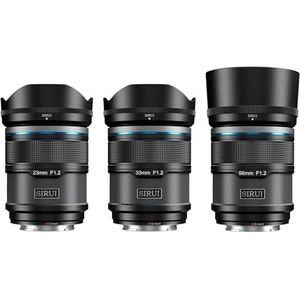 SIRUI Sniper F1.2 Autofocus lens Set, 23mm, 33mm, 56mm, Groothoek APS-C Camera Lens (AS-3S-EB, E Mount, zwart)