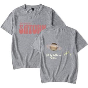 SZA T-shirts Better On Saturn Merch Mannen Dames Mode Tee Jongens Meisjes Cool Zomer Korte Mouw Shirts, Grijs, 3XL