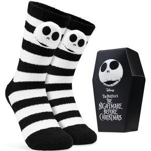 Disney Stitch Pluizige Slipper Sokken Vrouwen Tieners Antislip Bed Sokken, Geschenken voor Haar, Zwarte Jack Skellington, one size