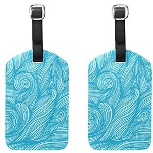 Bagage Labels, Blauwe Golven Swirl Bagage Bag Tags Reizen Tags Koffer Accessoires 2 Stuks Set