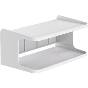 Abs Plastic Dubbellaagse Plank Nachtkastje Muur Opslag Planken Beugel Home Office Mount (wit)