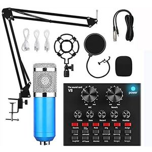 Geluidskaartkit, Professionele Audio V8 Geluidskaart Set Mic Studio Condensator Microfoon for Podcast Opname Live Streaming(A)