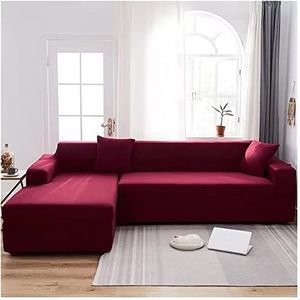 L-Type Hoekbank Cover Sectionele Chaise Hoes Elastische Stretch L-vormige Sofa Covers Universele All-Inclusive Anti Kat Krabben(Color:W red,Size:3 Seater(190-230cm))