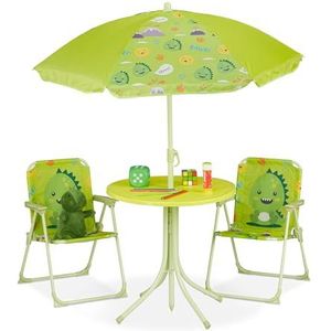 Tuinset - Groen - Ijzer, Polyester, Kunststof - Met Parasol