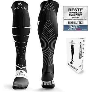 BLACKROX VIPEROX Compressiekousen, sportcompressiekous, hardloopkousen, voor dames en heren, lang, uniseks, zwart, L-XL (41-46)