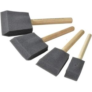 HSD Premium Foam Borstel Set Houten Handvat Spons Schilderen Craft Lijm Vernis Toepassing 4 Stuks