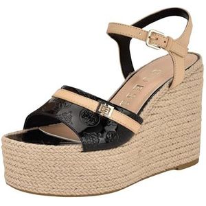 GUESS Dames Taani Wedge Sandaal, Zwart Patent Logo 001, 9 UK